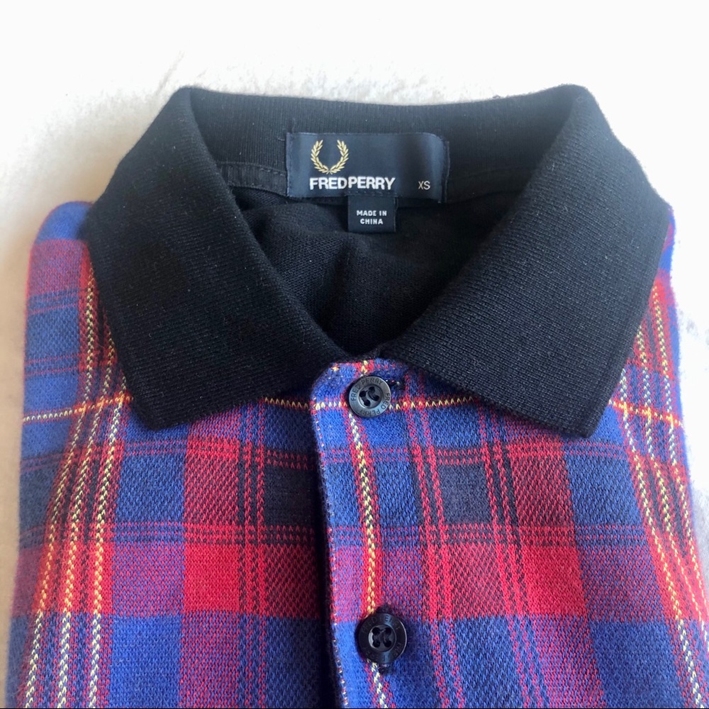 Fred Perry Tonal Gingham Polo Shirt in Red & Black